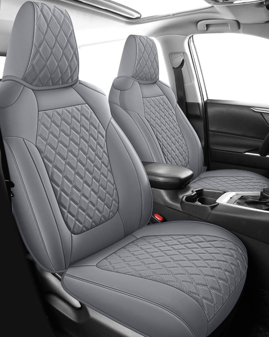 MIROZO Seat Covers for Rav4,Waterproof Seat Covers Leather Car Seat Protector Compatible with 2019 2020 2021 2022 2023 2024 2025 Toyota RAV4 Hybrid LE XLE Limited (Gray,Non XSE&2022-2025 SE Hybrid)