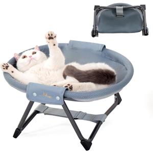 KITTY KINGDOM Elevated Cat Hammock Bed, Foldable No-Assembly Cat Bed with Breathable Mesh for Indoors and Outdoors Use, Lightweight Raised Pet Bed for Cats and Small Dogs