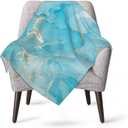 Blue Teal Turquoise Marble Throw Blankets All Season Ultra Soft Warm Fleece Blanket for Home Bed Sofa Couch Chair Outdoor Travel Camping 40x30 Inch