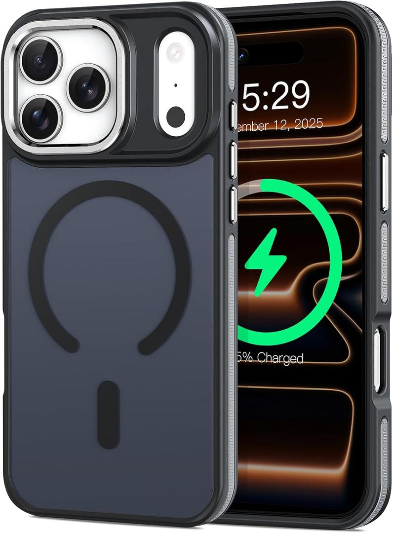 ACANDYA for iPhone 17 Pro Case Magnetic Compatible with Magsafe Supports Wireless Charging Slim Translucent Matte Women Men Shockproof Protective Phone Cover for iPhone 17 Pro 6.3 inch Black