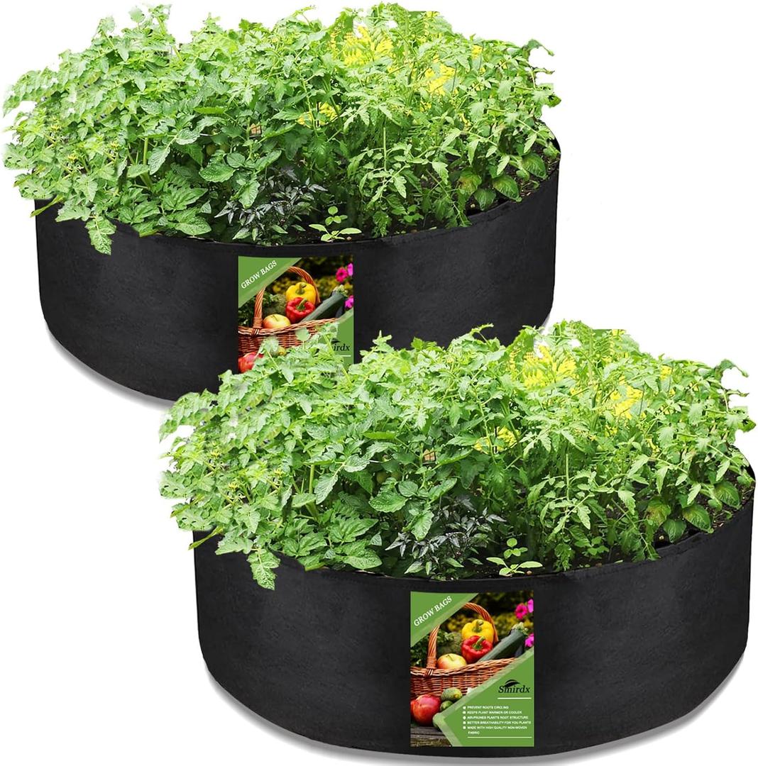 2 PCS Plant Grow Bag, 100 Gallon Large Heavy Duty Fabric Grow Pot for Durable Breathe Cloth Planting Container for Potato Carrot Onion, Gardening Outdoor (Black)