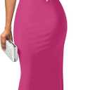 YMDUCH Women's Elegant Sleeveless Off Shoulder Bodycon Long Formal Party Evening Dress (Pink, M)
