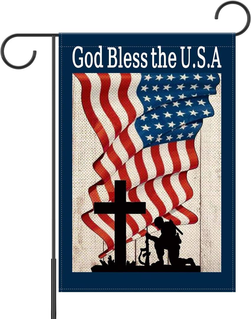 Memorial Day Patriotic Garden Flag 12x18 Inch Double Sided, USA flag 4th of July Independence Day Yard Outdoor Decoration, Fourth of July Deals
