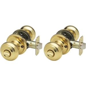 Copper Creek CK2030PB Colonial Door Knob, Privacy Function, 2 Pack, Polished Brass