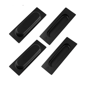 4PCS Black Recessed Sliding Door Pull, 4.72Inch Rectangular Stainless Steel Finger Flush Pulls for Closet Pocket, Sliding Barn Door Handle Set