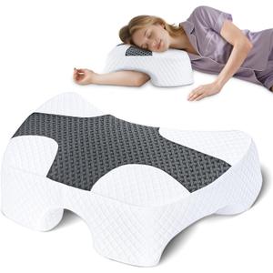 Side Sleeper Pillow with Arm Hole, Memory Foam Pillow for Neck and Shoulder Pain Relief, Multi-Angle Armholes Pillow for Many Sleeping Positions, Ergonomic Support Pillow for Side Sleepers (Grey)