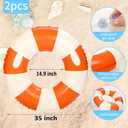 2 PCS Large Inflatable Pool Floats for Adults - Heavy Duty Striped Pool Floats with Handles,Pool Swimming Tubes Swim Rings Tubes Floaties for Beach Pool Party Decorations
