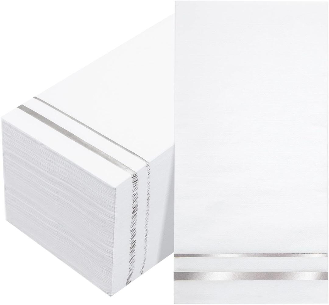 BUCLA 100-Count 3-Ply disposable Napkins - Silver Paper Napkins Disposable Premium Quality - Christmas Napkins/Dinner Napkins Disposable Soft, Absorbent for Kitchen, Parties, Weddings or Events (100, Silver)