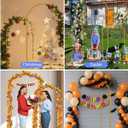 HEMMOTOP Metal Arch Backdrop Stand Set of 2 (7.2ft + 6ft), Wedding Arch Frame, Stable Background Stand with Square Base Ground Nails, for Birthday Party Baby Shower Garland Decoration, Gold
