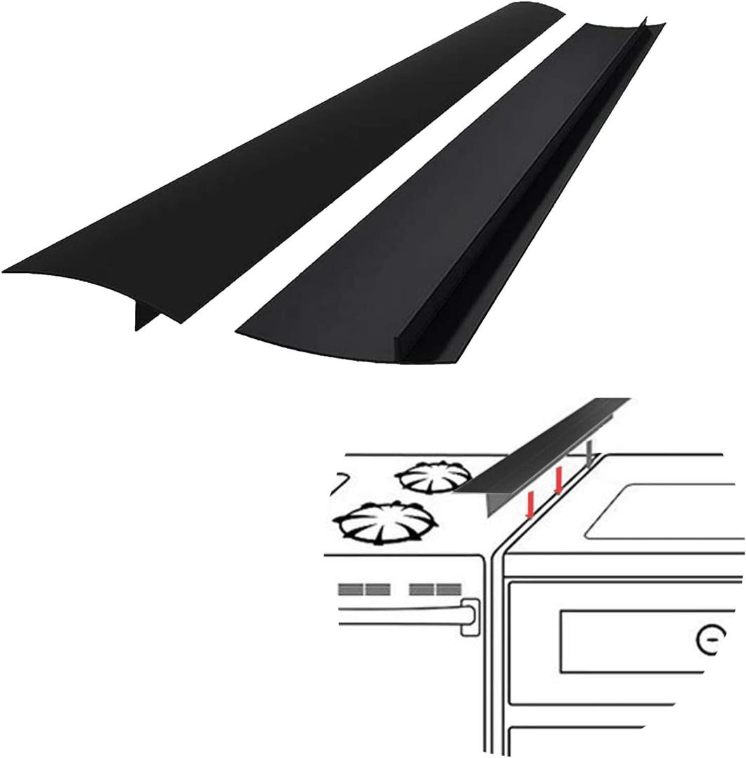 SEVCHY Silicone Stove Gap Covers (2 pack), Oven Gap Filler, Heat Resistant Stove Gap Filler, Seal Gap between Stovetop and Counter, Easy Clean (21 inch, Black)