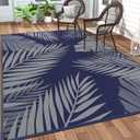 GENIMO Outdoor Rug 5' x 8' Waterproof for Patios Clearance, Reversible Outdoor Plastic Straw Camping Rug Carpet, Large Area Rugs Mats for RV, Picnic, Backyard, Deck, Balcony, Porch, Beach, Blue&Grey