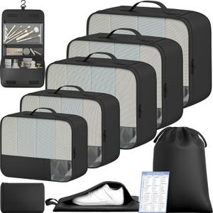 BAGAIL 9 Set Packing Cubes Luggage Packing Organizers for Travel Accessories (Black)