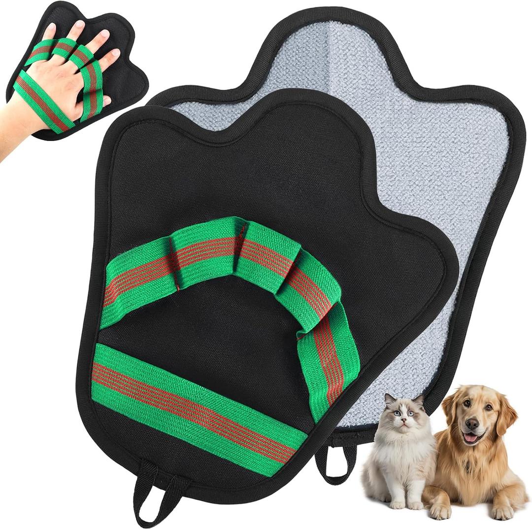 2 x BONTHEE Pet Hair Removal Gloves for Cats & Dogs | True-to-Hand Fit & Reusable Electrostatic Glove | Magic Hair Remover for Couch, Car Seat, Clothing, Carpet, Bedding