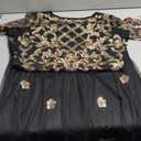 Vijiv Vintage 1920s Long Wedding Prom Dresses 2/3 Sleeve Sequin Party Evening Gown (Large, Black Gold)