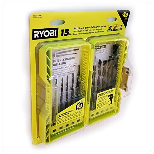 RYOBI Black Oxide HEX Shank Twist Drill BIT Set 15-PIECE A971503