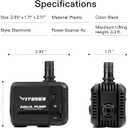 VIVOSUN 1-pack 210GPH Submersible Pump(800L/H, 8W), Ultra Quiet Water Pump with 3.3ft High Lift, Fountain Pump with 5ft Power Cord, 2 Nozzles for Fish Tank, Pond, Aquarium, Statuary, Hydroponics