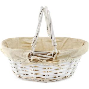 Cornucopia Brands Wicker Basket w/ Handles (White-Painted), for Easter, Picnics, Gifts, Home Decor and More, 13 x 10 x 6 Inches (Regular 1pk)