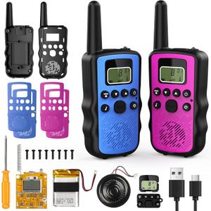 Stem Kits Walkie Talkies for Kids - Science Projects Kit for Kid Age 8-12 Year Old DIY Toys for Teen - Tech Toy Gifts for Boys Girls Ages 10-12 - Rechargeable Walkie-Talkies Long Range 2 Pack
