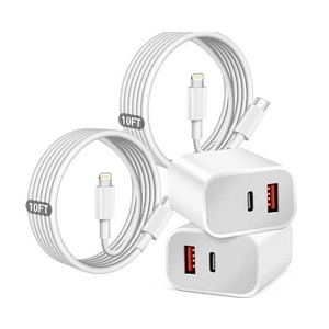 Fast Charger iPhone,Dual Port A/C iPhone Charger Fast Charging Adapter,2Pack Quick Double Phone Wall Charger Block,Apple Charger Block 10FT USB C to Lightning Cable foriPhone 14/13/12/11/ProMax/XS/XR