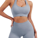 SUUKSESS Women 2 Piece Workout Sets Hidden Scrunch Butt Lifting Biker Shorts Square Neck Tank Tops (XL, Blue)