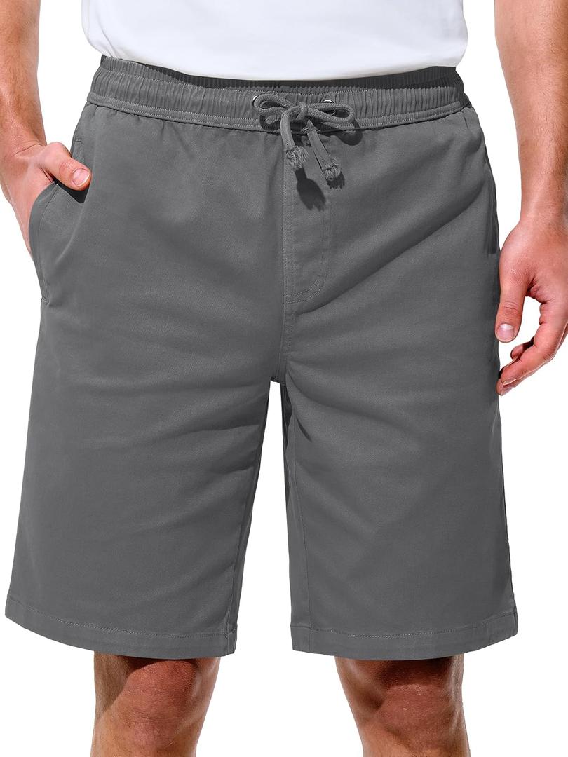 Mens Shorts Casual Shorts Cotton Drawstring Summer Beach Stretch Twill Chino Golf Shorts (42, Grey)