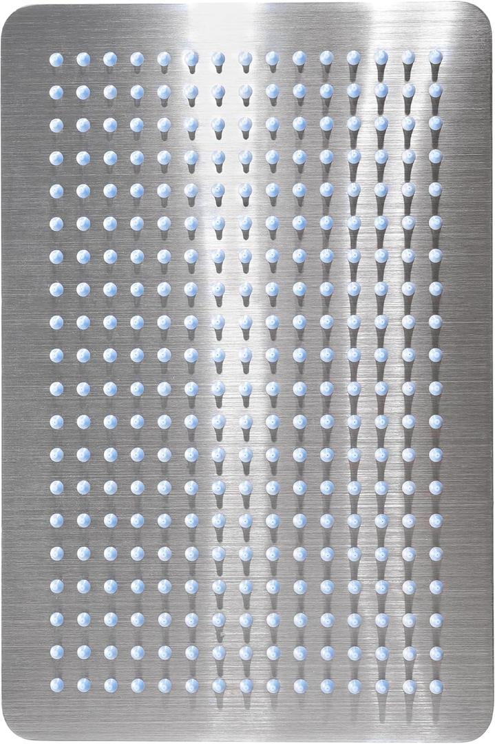 12-Inch Rectangle Rain Shower Head, KES Ultra-Thin High Pressure Rainfall Shower Heads, 300 Nozzles for Dense Water Flow, Full Body Waterfall Coverage, Wall or Ceiling Mount, Brushed Steel, J215F18-BS