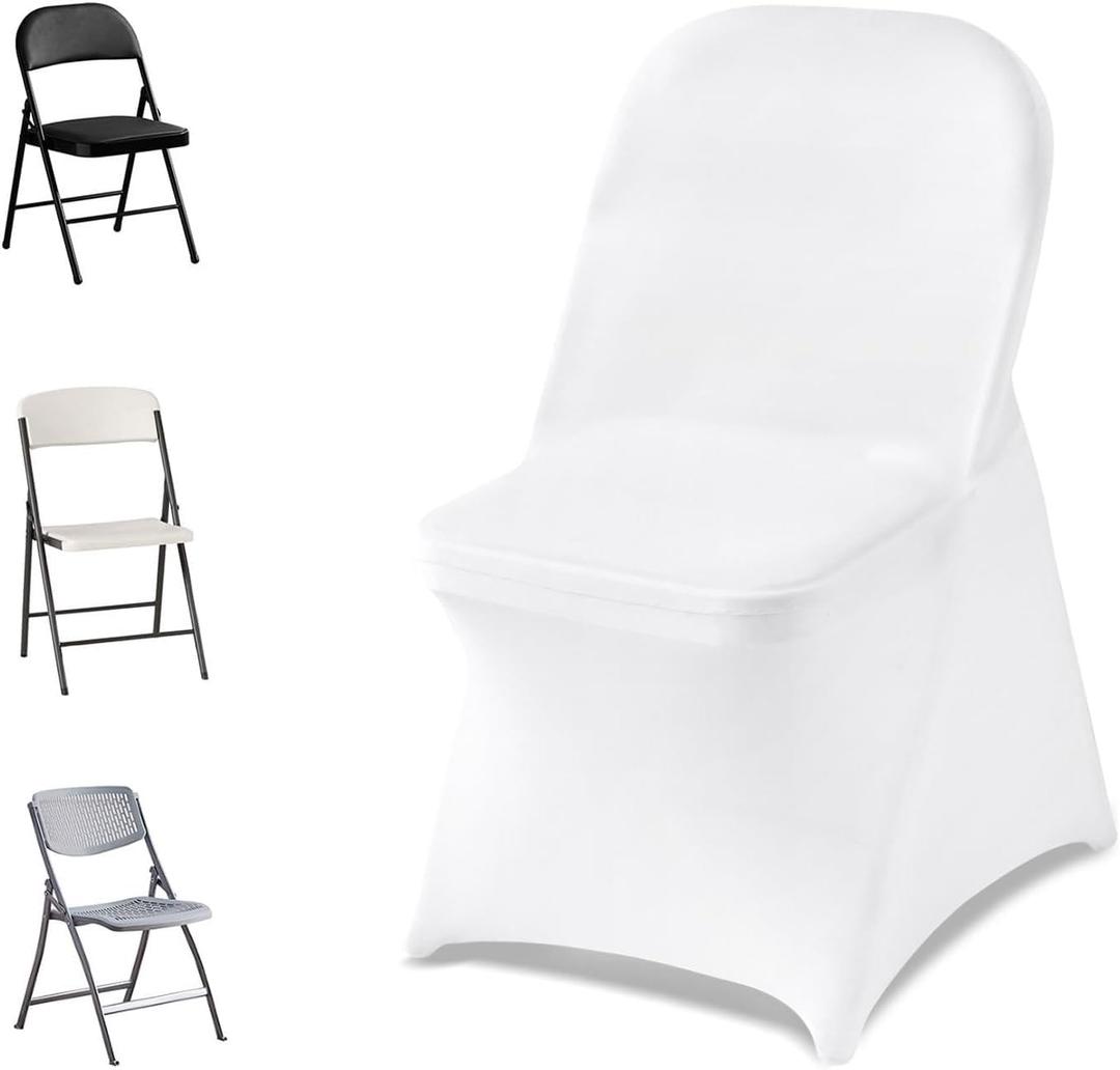 VEVOR Chair Covers, Polyester Spandex Chair Cover, Stretch Slipcovers for Wedding Party Dining Banquet Flat-Front Chair Covers (White-c, 32PCS)