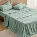 Bedsure Rayon Derived from Bamboo Cooling Sheets, Queen Sheet Set for Hot Sleepers, Hotel Luxury Deep Pocket Bedsheets Up to 16 Inches, Breathable Soft & Silky Bedding Set - Sage Green