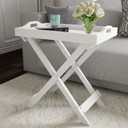 Lavish Home Folding TV Tray Table - Contemporary Side Table with Removable Tray Top for Food Serving, Meals, or Decor in Living Room, Bedroom, or Home Office (White), 22" X 12.5" X 23"