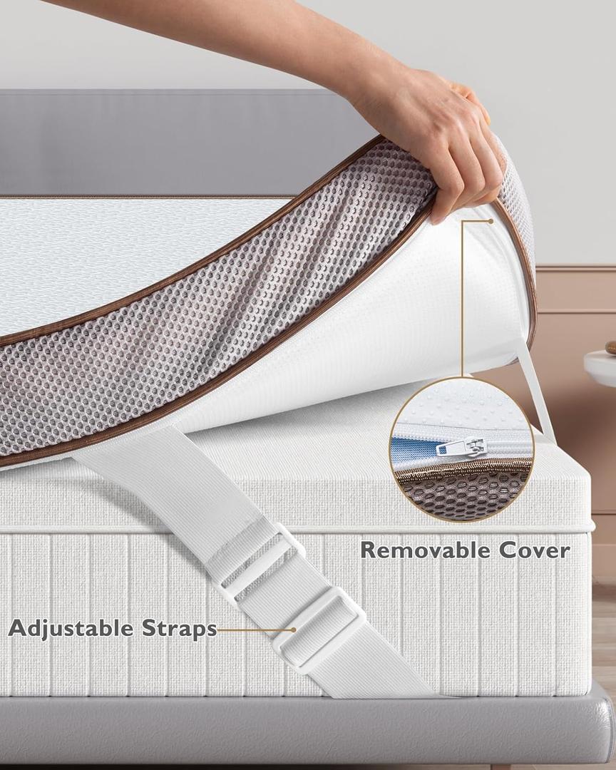 BedStory 3 Inch Gel Memory Foam Mattress Topper Queen Size - Pressure Relief Bed Toppers with Breathable Washable Cover, CertiPUR-US Certified Comfort