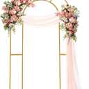 Double Arch Backdrop Stand Metal Open Arch Backdrop Frame U Shaped Wedding Arches for Ceremony Baby Shower Garden Birthday Party Decoration (Gold, 7.2FT4FT)