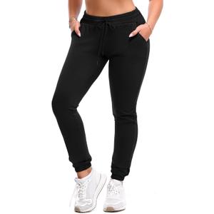 SINOPHANT Joggers for Women with Pockets Drawstring Sweatpants for Lounge Gym Yoga, Black, L