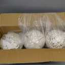 AuldHome Design Farmhouse Ball Ornaments (Set of 6, White); Distressed Metal Glass Ball Vintage Style Christmas Decorations