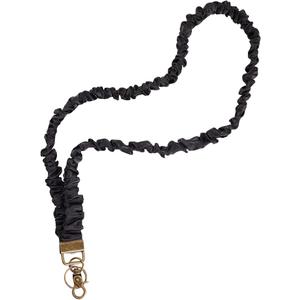 Scrunchie Lanyard for ID Badges, Retractable Stretchy Lanyard with Clip Soft Elastic Keychain Card Holder for Teachers Nurses Doctor (Black)