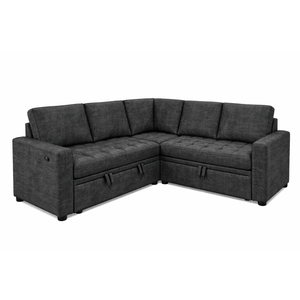 Sofa L-Shape Sleeper for Home Living Room Apartment Dorm, Dark Grey