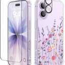 GVIEWIN for iPhone 17 Case, with Screen Protector+Camera Lens Protector, [NonYellowing] Clear Floral Slim Shockproof Protective Hard PC Back Women Phone Case for iPhone 17 6.3", Floratopia/Colorful