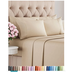 CGK Linens King 6 Piece Sheet Set - Cooling Sheets for Hot Sleepers - Hotel Luxury Bedding Set with 8-16 Inch Deep Pockets - 1 Flat & 1 Fitted & 4 Pillowcases - Soft, Easy Care & Wrinkle Free - Cream