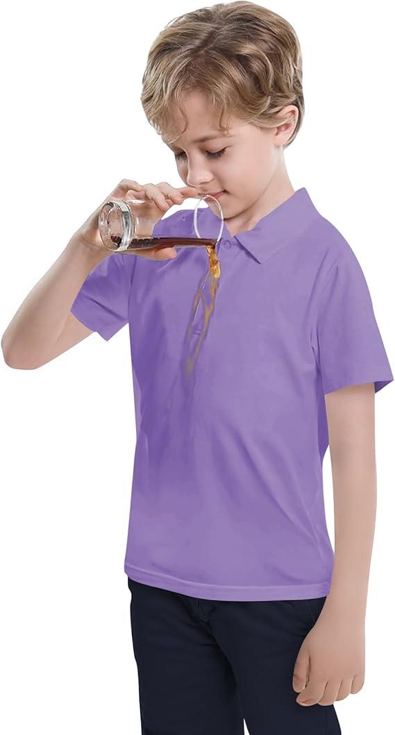 Dreammonkey Toddler to Youth Stain Resistant Polo Shirts Kids Collared Golf TShirt School Uniform for Boys and Girls (Purple 5T)
