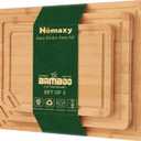 Homaxy Organic Bamboo Cutting Boards Set for Kitchen Set of 3, Wooden Cutting Board Set with Juice Groove and Handles, Charcuterie Serving Tray Wood Chopping Board Set for Meat Fruits & Vegetables