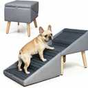 17.13" H Dog Stairs for Bed and Couch,2-in-1 Foldable Pet Steps & Ottoman Non-Slip Ramp Stairs for Puppy Small Medium Dogs Senior Injured Dogs