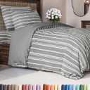 Duvet Cover Twin/Twin XL Size - Extra Soft Twin/Twin XL Size Duvet Cover - Lightweight, Breathable & Cozy w/ Zipper Closures and Ties - 68" x 90" Inches - (Grey Stripes 3) 