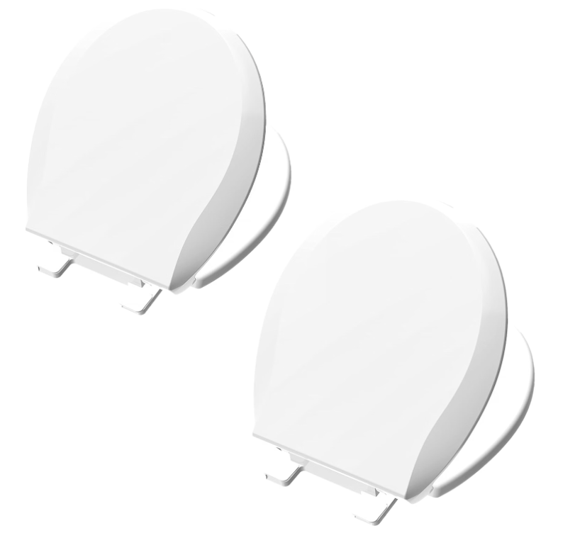 Aünsffer Toilet Seat Round Soft Close 2 PACK, Toilet lid Round Slow Close 16.5 inch, PP Material Safe and Easy Clean, Quick Installation & Never Loosen, Comfortable Ergonomic Design (White, 2 Pack)