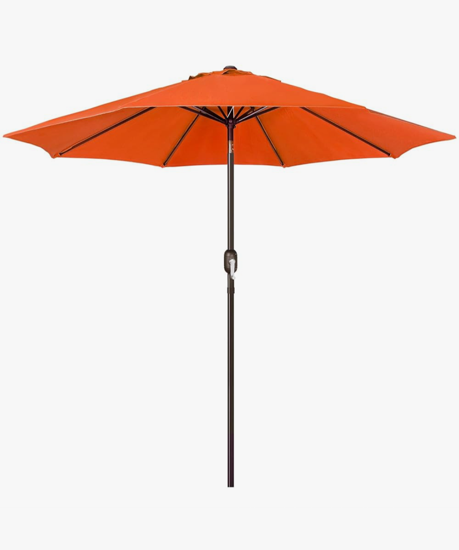 Blissun 9' Outdoor Patio Umbrella, Outdoor Table Umbrella, Yard Umbrella, Market Umbrella with 8 Sturdy Ribs, Push Button Tilt and Crank