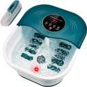 Foot Spa Bath Massager with Heat, Bubble Jets, Red Light & Timer, Pedicure Foot Spa with 95-118 Temperature Control, 8 Shiatsu Rollers, Pumice Stone, Gift for Mom and Dad (Green)