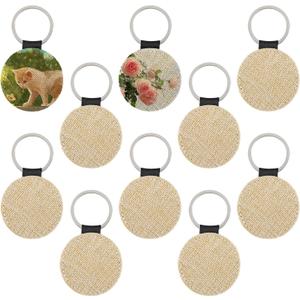 Framendino, Sublimation Blanks Keychain Linen Key Chains Transfer Rings for DIY Craft Making
