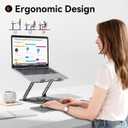 JOYEKY Laptop Stand for Desk, Adjustable Computer Stand with 360 Rotating Base, Ergonomic Laptop Riser for Collaborative Work, Foldable & Portable Laptop Stand, fits for All 10-16" Laptops (Grey)
