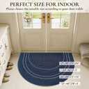 Half Circle Door Mat Indoor Entrance Welcome, Non-Slip Washable Doormat, Trap Dirt and Moisture, Low Profile Mats for Indoor Entry, 17"x30", Blue