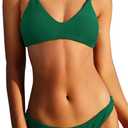 ZAFUL Women's Solid Spaghetti Strap Bralette Bikini Set Two Piece Swimsuit, S