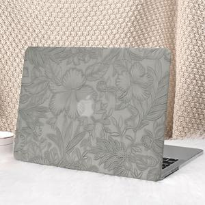 Seorsok Compatible with MacBook Pro 16 inch Case 2024-2021 M4 M3 M2 M1 A3403 A3186 A2991 A2780 A2485,Elegant Leaves Flowers Leather Plastic Hard Shell Case with Keyboard Cover,Grey Blooming Floral