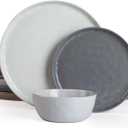Famiware Mars Plates and Bowls Set, 12 Pieces Dinnerware Sets, Dishes Set for 4, Multi-color